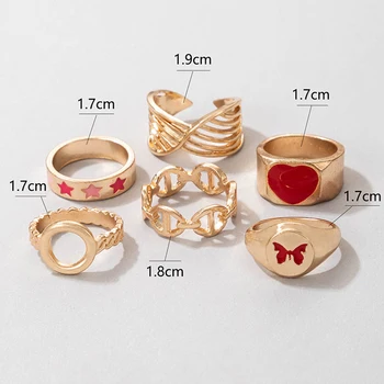  UILZ 2022 Модни Кафяви серия Масивна Сгънати пръстени Корейски Сладък Y2K Эмалевое пръстен със сърце, за жени, Подарък за рожден ден на Бижута