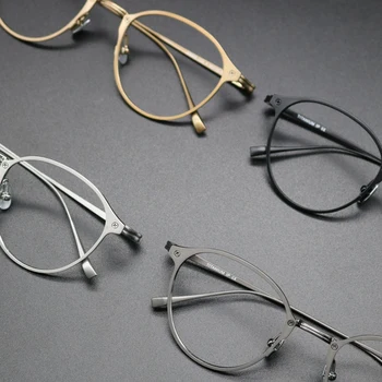  Vintage слънчеви очила от чист титан в рамки За мъже Ретро Луксозна Марка Оптични Очила в рамки За жени 2021 Нови Очила за късогледство рецепта