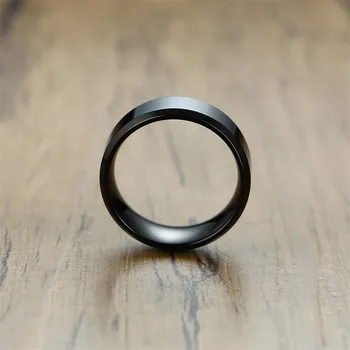  Vnox 8 мм Класическото Черно пръстен за мъже и жени с гланцова повърхност Годежен пръстен от неръждаема стомана Ежедневното Анель