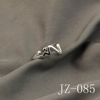  WalerV Нови Пръстени от сребро, за жени, Модни Прости бижута Форма на вълната Име по размер Отворен пръстен ЕКГ Персонални пръстен Подарък