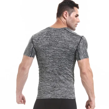  X6201 -Тренировка фитнес за мъже тениска с къс ръкав за мъже топлинна облекло за културизъм за мускулите на компресиране еластична, тънка дрехи за упражнения