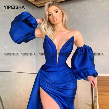  Yipeisha Королевско-сини рокли за бала с подвижна цепка отстрани Вечерна рокля Русалка халати за коктейл abendkleider Дълга секси вечерна рокля