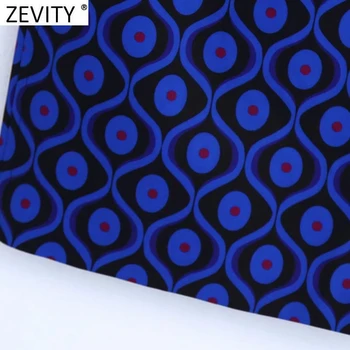  Zevity Нова дамски Реколта права пола с геометричен принтом Faldas Mujer Дамски задна светкавица Шик Сплит Тънък Midi Vestidos QUN921