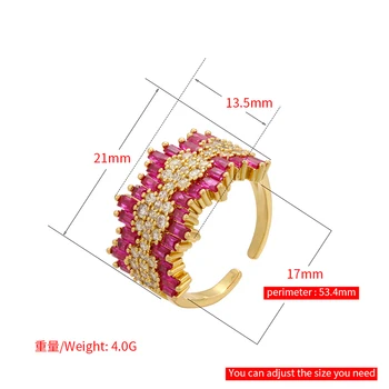  ZHUKOU злато, сребро цвят цвете Кубичен цирконий пръстен за жени Месинг ръчно изработени дамски масивни пръстени, Мода бижута на едро VJ217