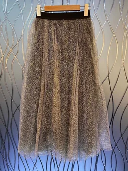  Бална рокля Поли 2021 Есен Зима Модни дълги поли женски сексуални тюлевые окото Лоскутные Ежедневни вечерни Реколта Макси поли Облекло