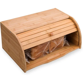  Бамбук Кутия За Съхранение на Хляб С Капак и Скоба,Хлебница,Горна Кухненско Съхранение на Хранителни Продукти,Кутия За Съхранение на Прах