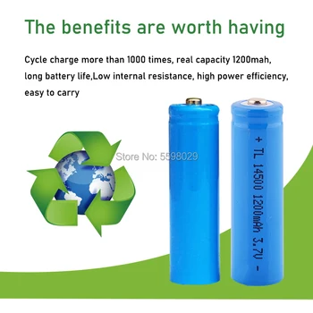  Батерия с голям капацитет 14500 3,7 На 1200 mah литиево-йонна акумулаторна батерия за led фенерче batery litio най-Новата батерия