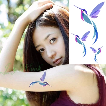  Водоустойчив временна татуировка Стикер синя муха bird татуировки Зимородок Колибри татуировка етикети флаш татуировка фалшиви татуировки