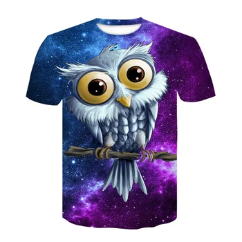  Восъчен 3D Сладка тениска с совой За мъже, Големи очи, птичи топ, Размерът на САЩ, Лятна тениска, графични тениски, Градинска дрехи, унисекс, Дропшиппинг