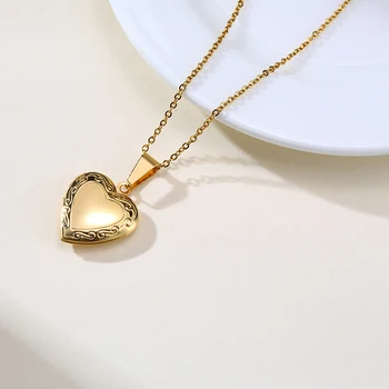  Горгор Високо Качество във формата на сърце Модно Изявление Открывающееся Колие Златен Цвят с кристали за жени PN-1364