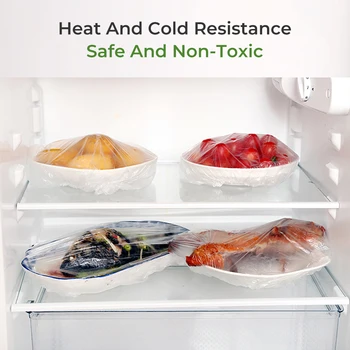  Гореща 100ШТ Множество домакински дебела еднократна употреба пластмасов филм хладилник за хранителни продукти, защитени от миризмата на капачката на чашата Вакуумни торби еластичната на кутията