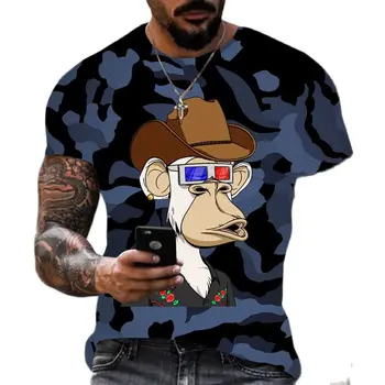  Гореща лятна мода красива мъжка тениска забавен дизайн на 3D анимационен филм скучен принт маймуни модерни мъжки блузи, тениски готина мъжка тениска