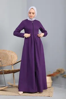  Гънки Детализированное рокля Абая с цип Турция е Мюсюлманска Мода Ислямска Облекло Дубай Истанбул Истанбулският Стил 2021