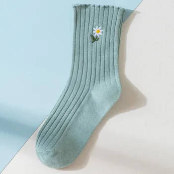  Дамски леки цветни чорапи, Дамски чорапи и Прости обикновена чорапи в корейски стил Дамски дълги чорапи Kawai Щастливи И Забавни чорапи