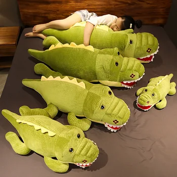  Дебел Плюшен Крокодил играчка Мека Творческа Кукла с чучелом животни, Плюшени Играчки от крокодилска кожа Мультяшная възглавница мека мебел възглавница Подарък за момичета