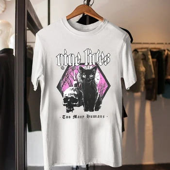  Девет живота, Готическата риза Класа Дет Метъл Котка Сфинкс Черен Метал Магьосничество Тениска в готически стил Пънк Тениска Ужасни Естетически Върхове
