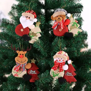  Декоративен Плюшено Мече Дядо Коледа, Снежен Човек Лосове Мечка Сладка Кукла Коледна Украса Украсата На Коледна Елха, Висящи Висулка