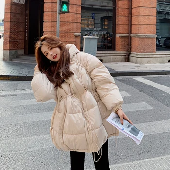 Дрехи за бременни Зимно яке с памучна подплата, Корея утепленная naka яке за бременни с качулка Свободното си топло палто
