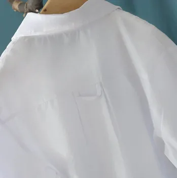  Дълга блуза Дамска бяла риза Офис женски ризи от памук Модерен елегантни блузи, Модни Дамски блузи върховете на копчета