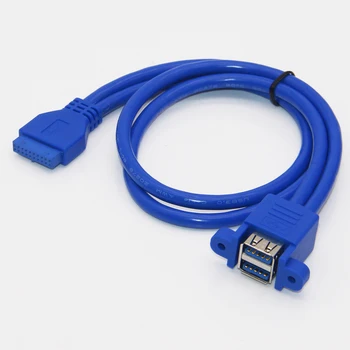  Дънна платка Bochara 20Pin до Двойно USB 3.0 Женски кабел с винтовым монтиране на панел, 50 см