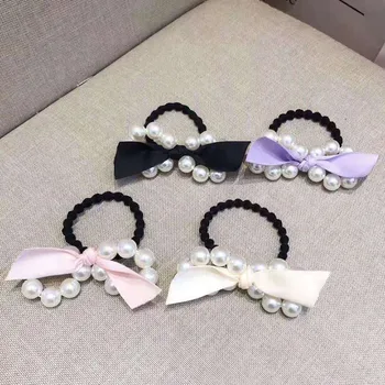  Жена, Големи Перлени Вратовръзки за коса Мода Корейски Стил, гумена лента за коса Дъвка за коса за момичета Притежателите на cauda equina Ластикът за коса-Аксесоари за коса
