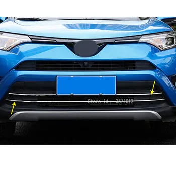  За Toyota RAV4 2016 2017 2018 Кола От Неръждаема Стомана Предна Долна Централна Долна Състезателна Решетка Радиаторна Решетка Покритие Декоративни Детайли