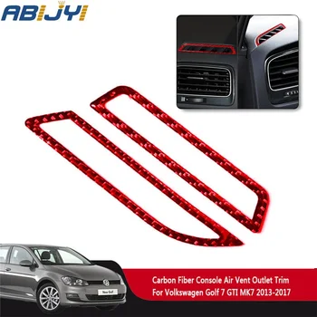  За VW Golf 7 GTI MK7 2013-2017 Автомобилни Аксесоари, Интериор От карбон Червени Стикери за Декорация Въздуховод Стикер и 2 бр.