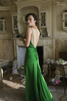  Зелена рокля на ловец на Кире Найтли от филма единението, разработен Жаклин Дюрран, дълга вечерна рокля знаменитост