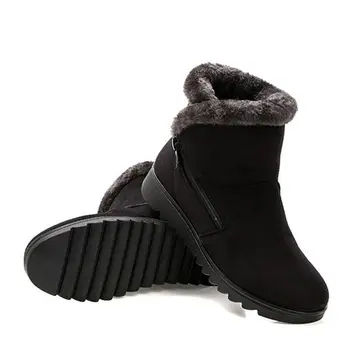  Зимни обувки, дамска мода страничен цип леки ботильоны 2022 зима на равна подметка топло плюшен дамски обувки botas de mujer плюс размер