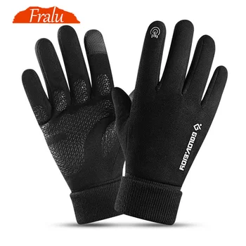  Зимни ръкавици FRALU за мъже Ветроупорен топли дебели бизнес мъжки ръкавици, подходящи за кожа, Ръкавици със сензорен екран, ръкавици за нощно каране