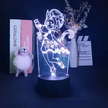  Играта Genshin Impact Diona 3D лека нощ Bluetooth Високоговорител Акрилна Домашната Спалня Нощна Лампа Лампа За Четене 16 Цвята Дистанционно Управление