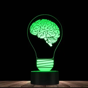  Интелект Знания Мозъка Крушка Дизайнерска Лампа LED нощна светлина Настолна Лампа Умна Лампа 3D Оптична илюзия е Новост Светлина