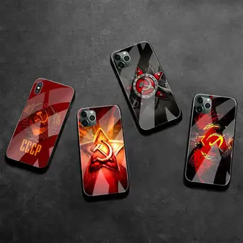  Калъф за мобилен телефон с флага на Съветския Съюз, и СЪВЕТСКИЯ съюз от закалено стъкло за iPhone 12 pro max mini 11 Pro XR XS MAX 8 X 7 6 S 6 Plus SE 2020 калъф