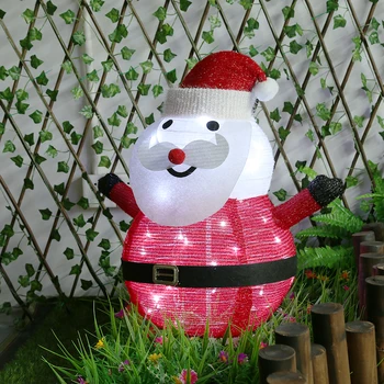  Коледен Снежен човек Сгъваем Фенер с 40 светодиодни водоустойчиви улични градински фенери за тревата Празнична Коледна елха Висящи Декоративни осветителни тела