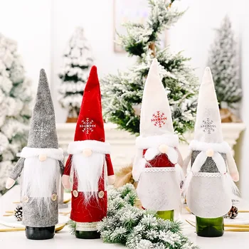  Коледна Капачката На Една Бутилка Вино С Коледа Интериор За Дома 2021 Коледен Декор На Масата Навидад Натал Ноел Коледен Подарък За Нова Година 2022