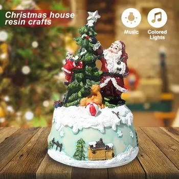  Коледна Къща Цветна Светлина Люминесцентный Торта Къща На Селото На Дядо Коледа Коледна Елха Начало Декор Музикални Декориране На Детски Подаръци