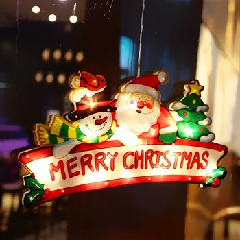  Коледна украса Осветени Прозореца Окачен Декор Коледни Светлини с Кука на Присоске за Коледно парти Витрина Прозорец на Къща