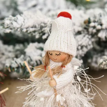  Коледни Коледни Декорации Сладък Ангел Кукла Момиче Ски Окачване Дървена Навидад Коледни Коледни Украси Коледни подаръци за деца