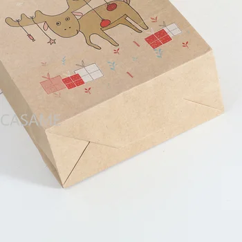  Коледни пакети за шоколади крафт хартиени торбички хранителни пакети пакети за печене на закуски лисица, опаковани в зърнения чанта