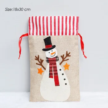  Коледни подаръчни Торбички за деца Карикатура 3D Бродерия Бельо Дядо Коледа, Снежен човек, Чанти за съхранение на шоколадови Бонбони Чанта за Коледен декор