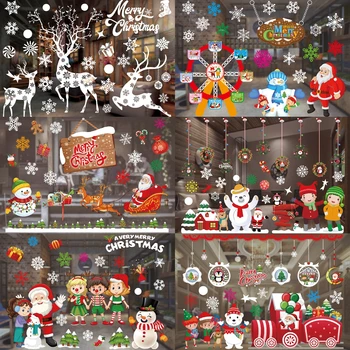  Коледни Стикери За прозорците весела Коледа Декорации За Дома Коледни Стикери За Стена Декор на Детска стая на Коледни Етикети