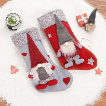  Коледни Чорапи, Коледни Украси за Дома Коледна торбичка за бонбони Коледно Дърво за Украса на Подарък Навидад 2021 честита Нова Година