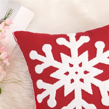  Коледните Възглавнички с снежинками, бродирани 45x45 см, Проста червена, сива синя бяла калъфка за възглавница, Коледна декорация за Хол