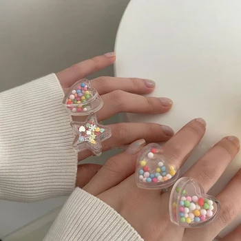  Креативни Аксесоари Y2k Бонбони Цвят Смола Сладко Сърцето си за Любовта Звездата на Стъклени Пръстени за жени, Модни бижута за пръстите 2021 Вечер пръстен Ново