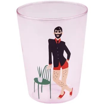 Креативни Стъклени Чаши за Чай Напитки Печат Десертни Стъклени Чаши за закуска Дръжка Водещата Серия от Цветно Стъкло Чаша с Вода и Мляко