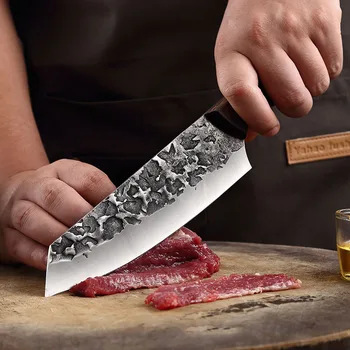  Кухненски Нож От Високо Стомана, Ковани Японски Ножове за нарязване на Главния готвач, Дървена Дръжка За Месо, Зеленчуци Нож, Инструменти за приготвяне на храна