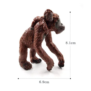  Ленивец Орангутан шимпанзета, горила на Гиббон Маймуна модел от животински фигурки пластмасова Украса развитие на играчка, Подарък за деца