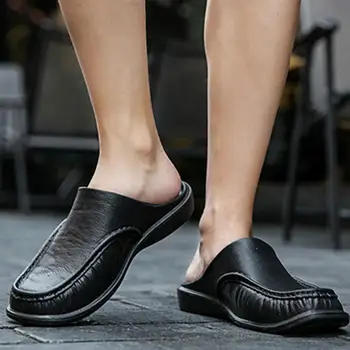  Летни модни мъжки чехли Обикновена мини обувки без закопчалка на равна подметка със затворени пръсти Сандали chaussure homme мъжки сандали 2021