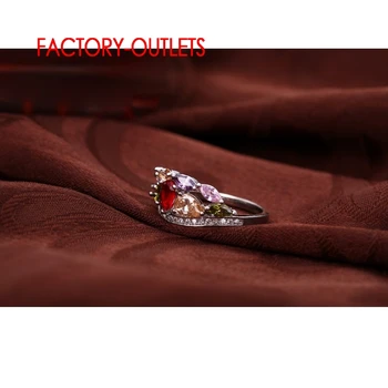  Модерен Елегантен група Бижута-Годежни Пръстени Цвят 925 За жени Сватбени Пръстена с лилав кристал CZ Възпоменателни Пръстени