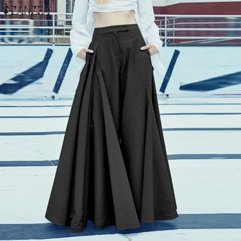  Модни вечерните улични Макси Палацо ЗАНЗЕА дамски спортни панталони 2021 Есен обикновен панталон с висока талия Дамски ежедневни извънгабаритни панталони